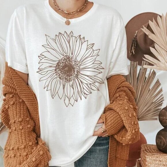Generic Other - Sunflower Shirt, Sunflower Tshirt, Womens Boho Flower Shirt
